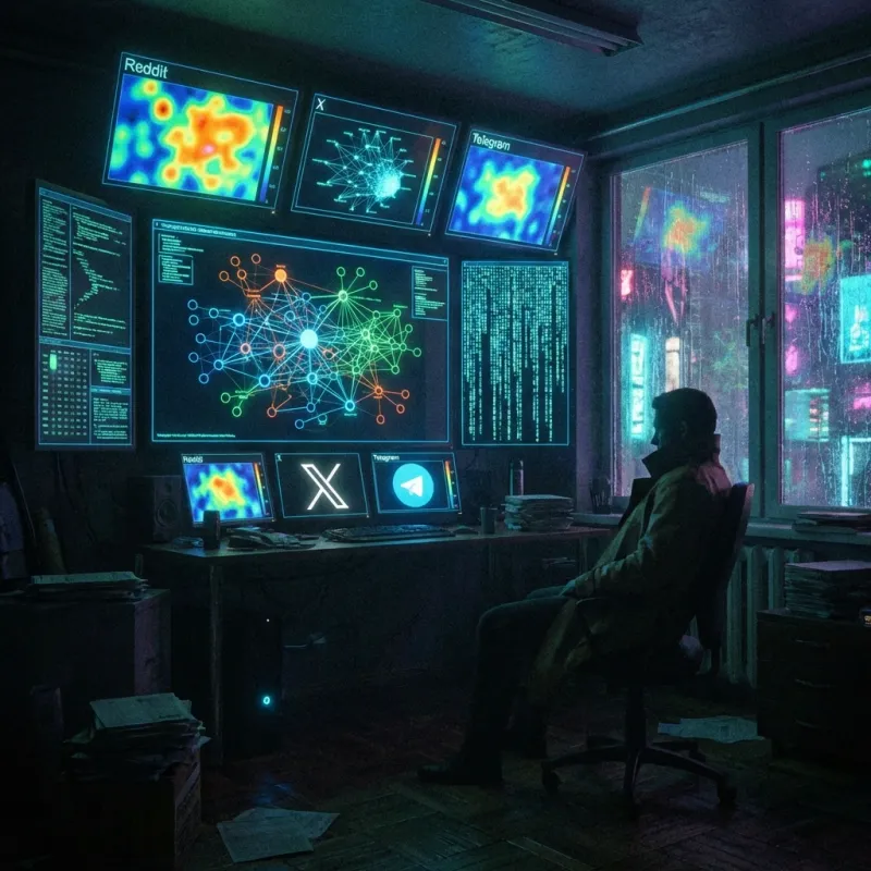 Tech-Noir Social Forensics: Monitoring Reddit, X, and Telegram for Brand Protection